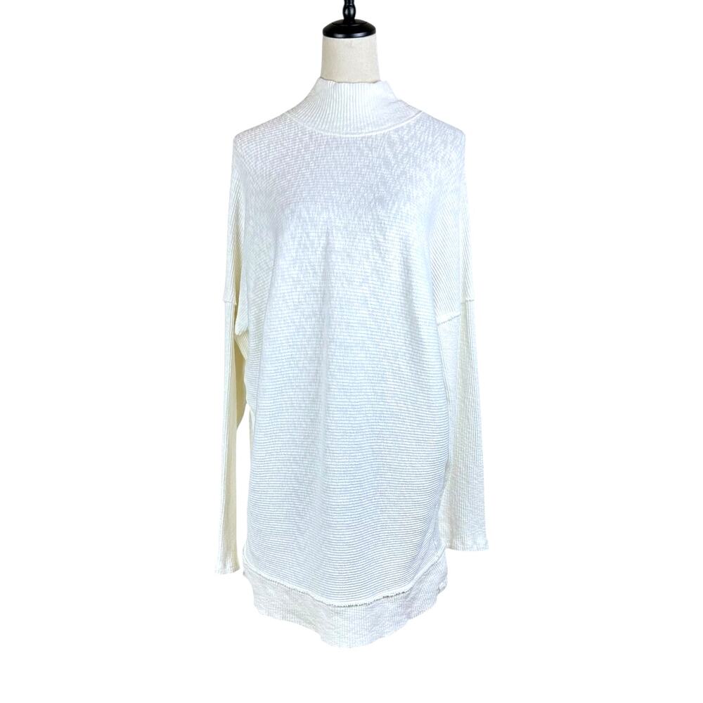 We the Free People Mock Neck Full Length Flowy Long Sleeve White Tunic Top